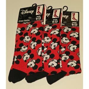 Mickey Mouse Face Crew Socks Adult Size 9-13